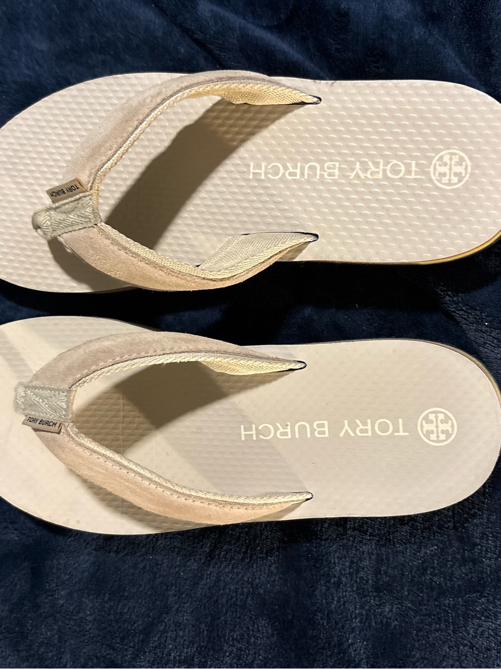Tory Burch Pale Blush Suede Strap Flip Flops